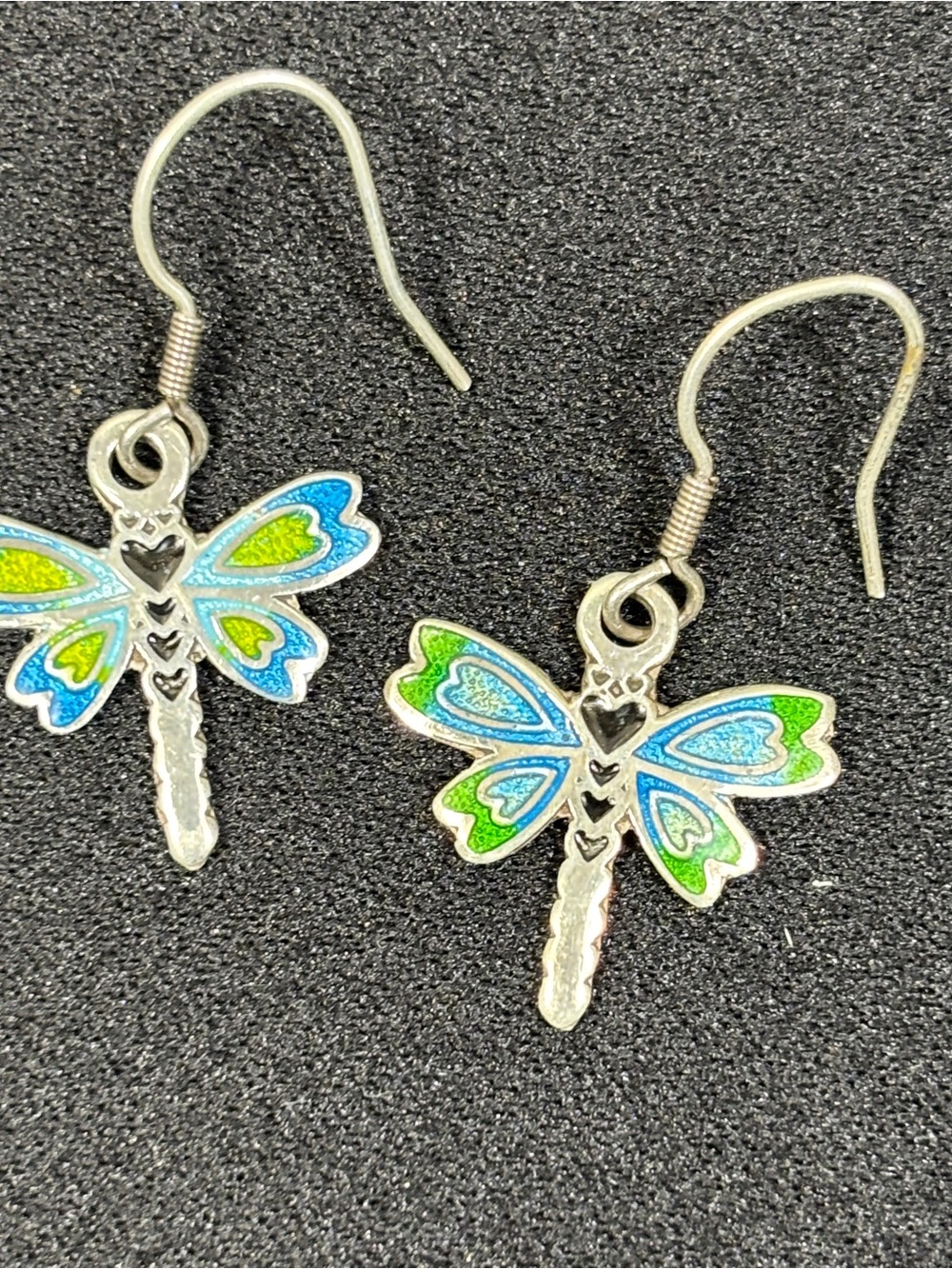 Designer Arte Dragonfly Sterling Handmade Earrings 980 Silver 1.25"